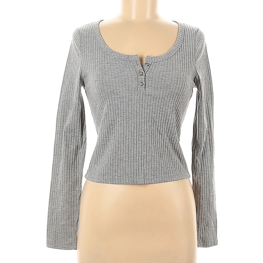 Wild Fable Grey Ribbed Henley